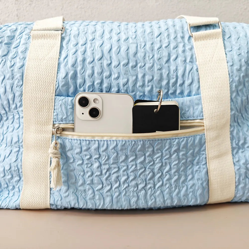 Textured Nylon Travel Bag - Premium travel-bag from Trendsi - Just $44.99! Shop now at Handbags Specialist Headquarter