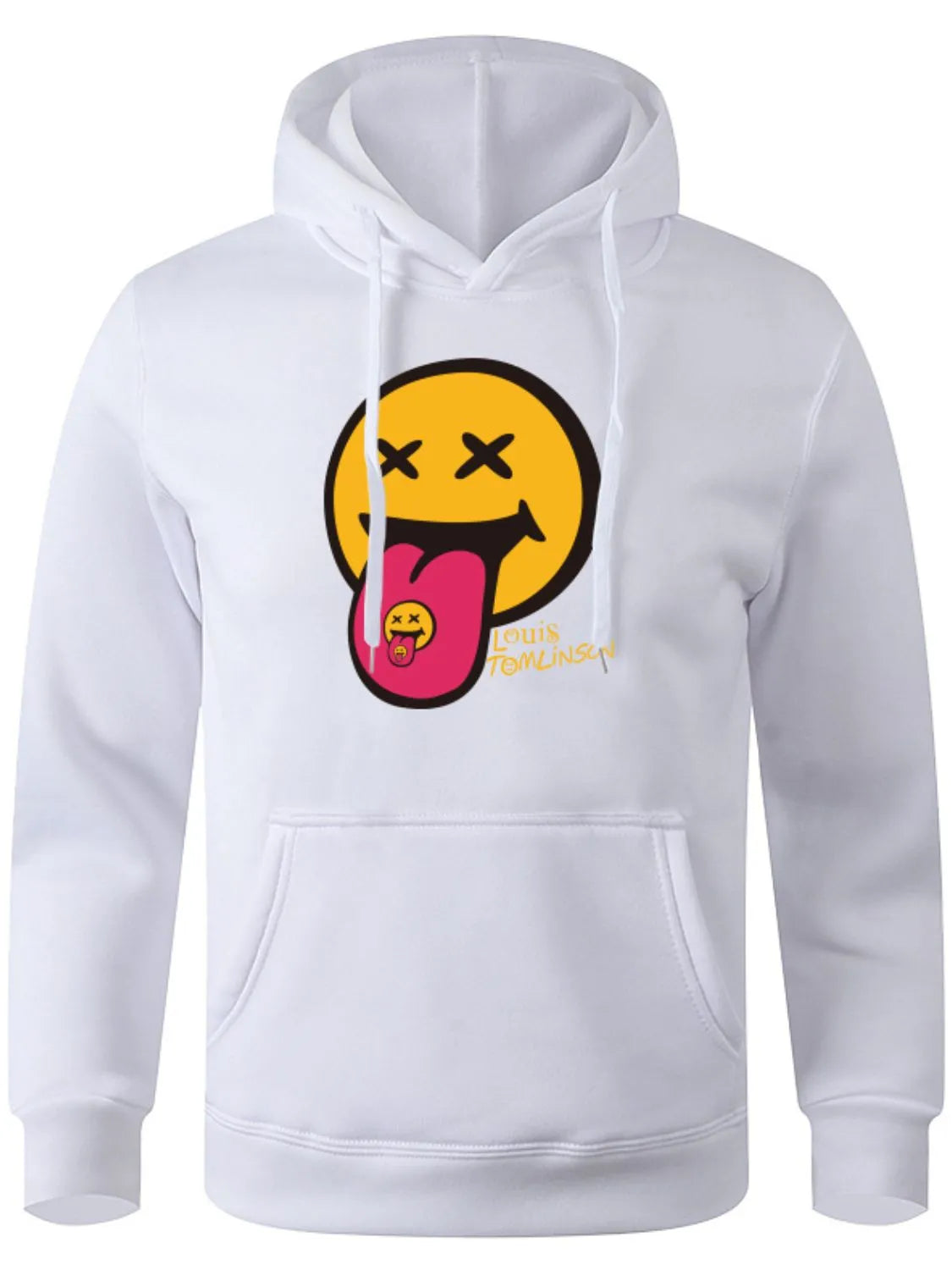 Men's Full Size Drawstring Graphic Long Sleeve Hoodie Plus Size - Premium Men's Sweatshirts from Trendsi - Just $25.70! Shop now at Handbags Specialist Headquarter