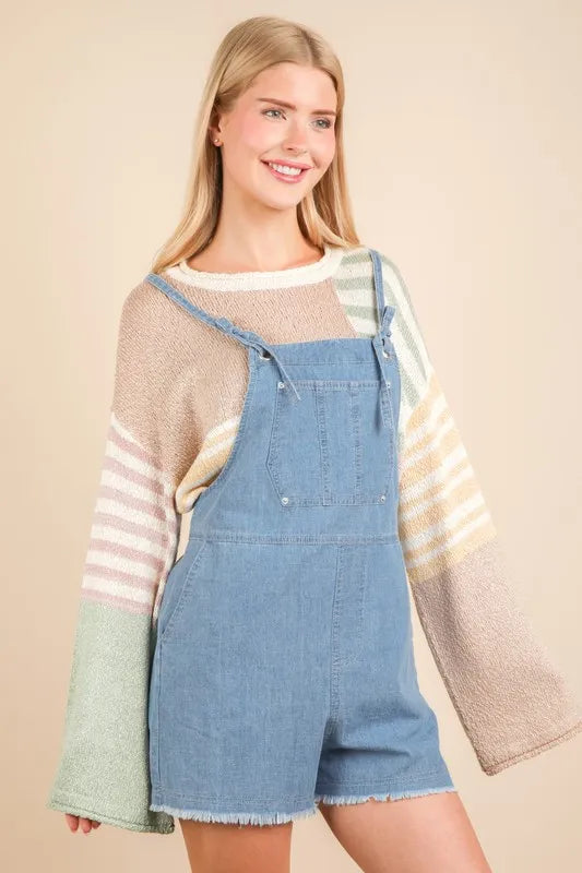 VERY J Mineral Washed Denim Casual Romper - Premium Women / Jeans & Denim from Trendsi - Just $40! Shop now at Handbags Specialist Headquarter
