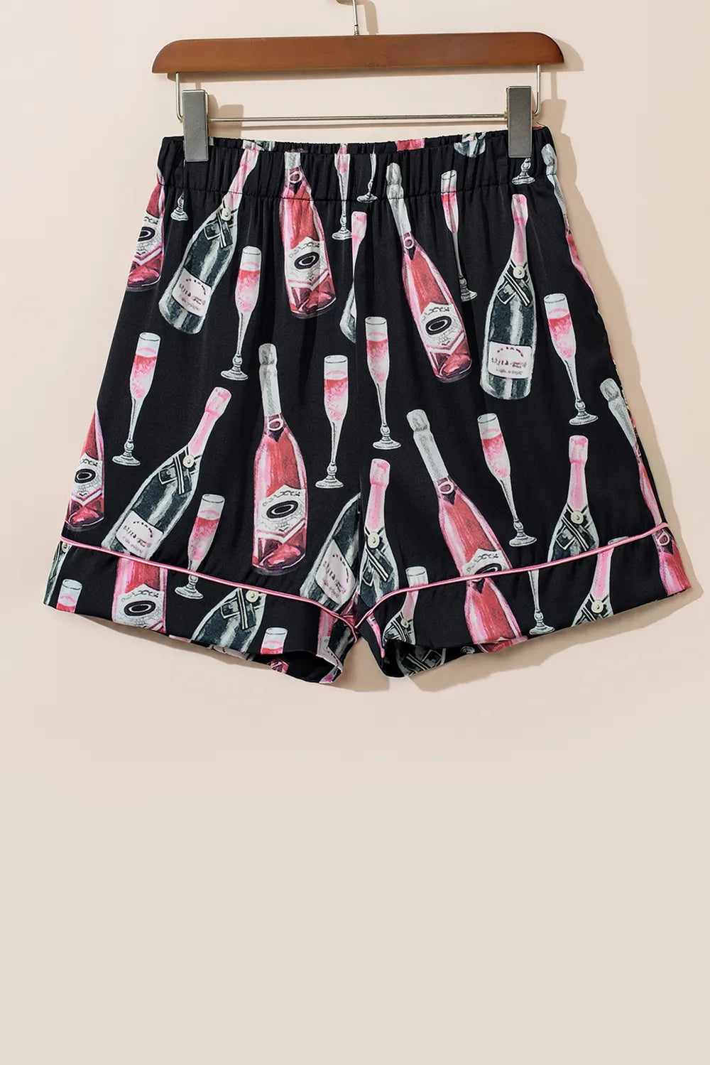 Champagne Print Short Sleeve Top and Shorts Set - Premium Sleepwear from Trendsi - Just $56.99! Shop now at Handbags Specialist Headquarter