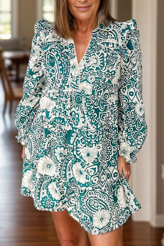 Plus Size Ruffled Printed Flounce Sleeve Dress - Premium Dresses from Trendsi - Just $44.99! Shop now at Handbags Specialist Headquarter