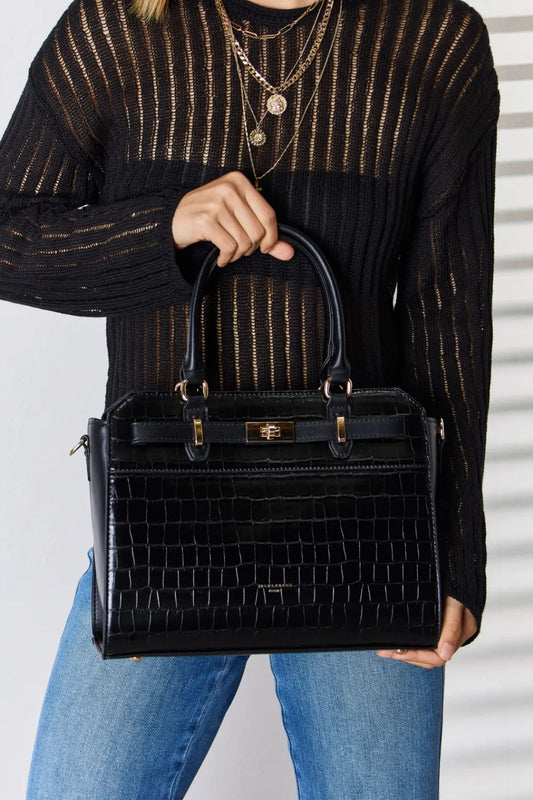 David Jones Texture PU Leather Handbag - Premium handbags from Trendsi - Just $57.99! Shop now at Handbags Specialist Headquarter