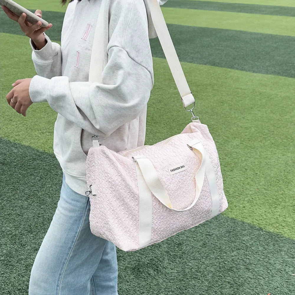 Textured Nylon Travel Bag - Premium travel-bag from Trendsi - Just $44.99! Shop now at Handbags Specialist Headquarter