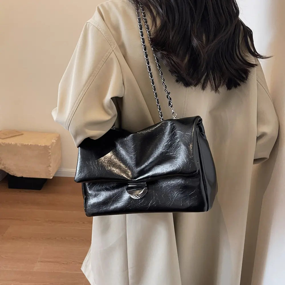 Textured PU Leather Shoulder Bag - Premium Handbags from Trendsi - Just $37.99! Shop now at Handbags Specialist Headquarter