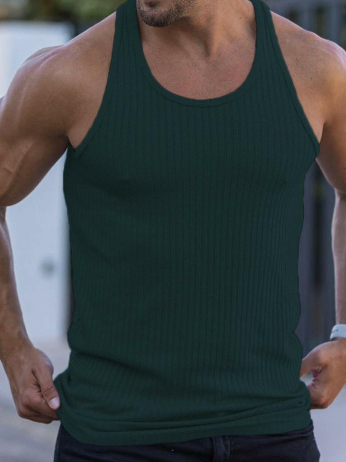 Men's Plus Size Round Neck Tank.