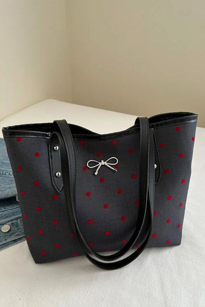 Bow Trim Polyester Tote Bag - Premium Tote Bag from Trendsi - Just $39.99! Shop now at Handbags Specialist Headquarter