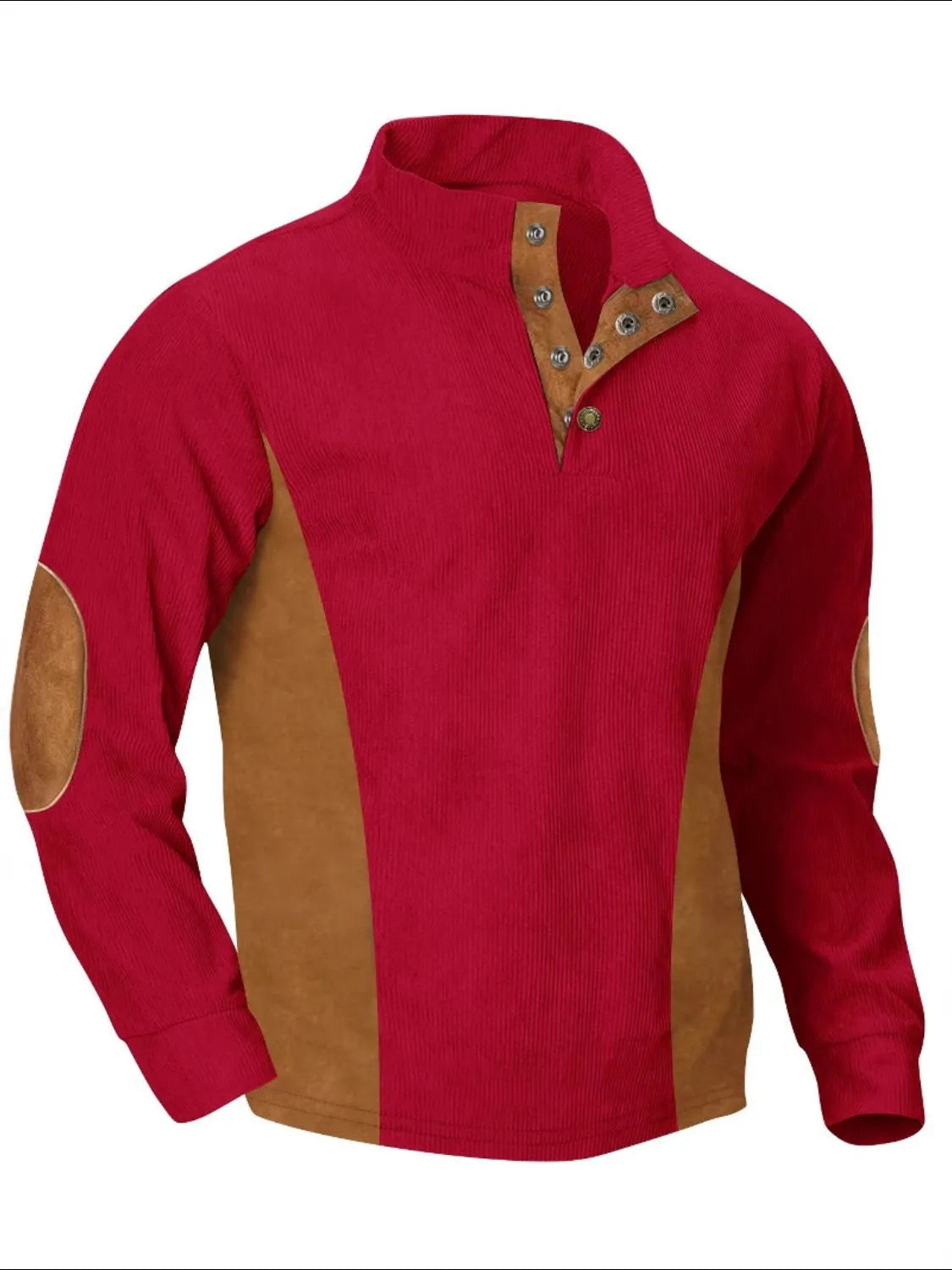 Men's Full Size Contrast Quarter Snap Long Sleeve Top Plus Size - Premium Men's Sweatshirts from Trendsi - Just $26.72! Shop now at Handbags Specialist Headquarter