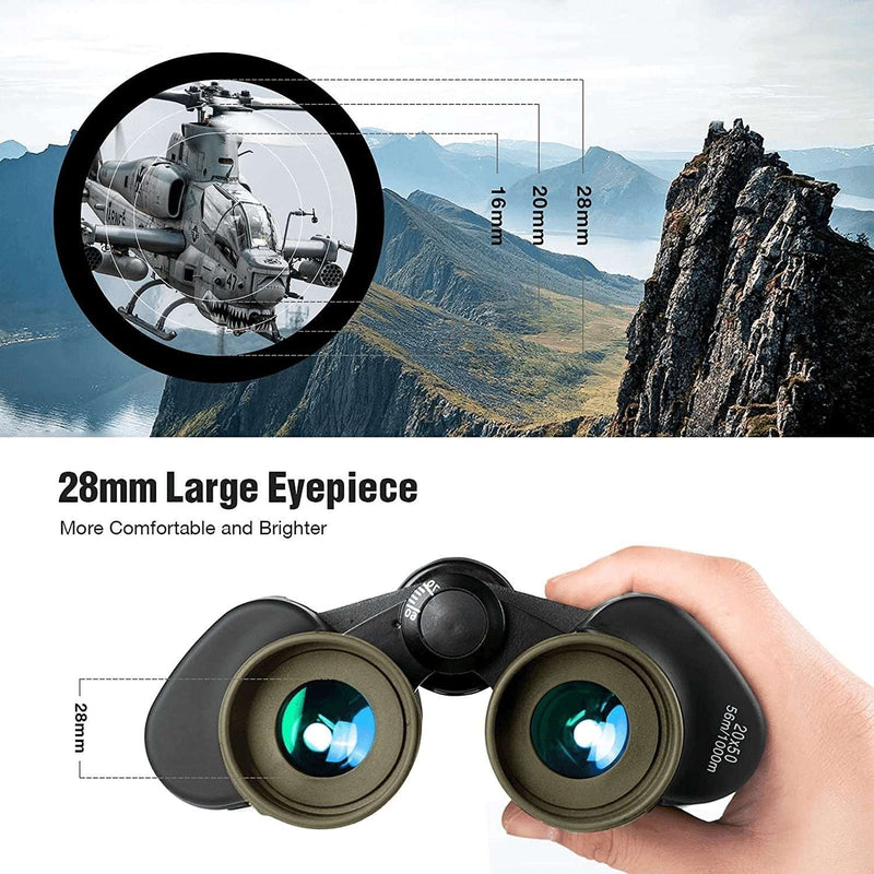 20X50 Military Binoculars for Adults with Smartphone Adapter - Compact Waterproof Tactical Binoculars for Bird Watching Hunting Hiking Concert Travel Theater with BAK4 Prism FMC Lens, Mud - Premium  from FREE SOLDIER OPTICS - Just $77.89! Shop now at Handbags Specialist Headquarter