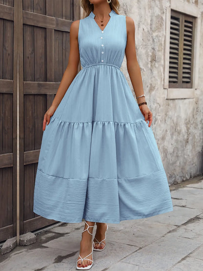 Notched Sleeveless Maxi Tank Dress - Premium Maxi Dress from Trendsi - Just $30.99! Shop now at Handbags Specialist Headquarter