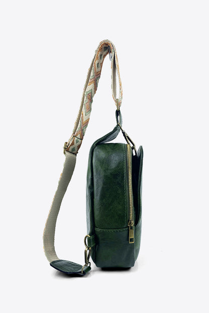 Random Pattern Adjustable Strap PU Leather Sling Bag - Premium Crossbody Bag from Trendsi - Just $32.99! Shop now at Handbags Specialist Headquarter