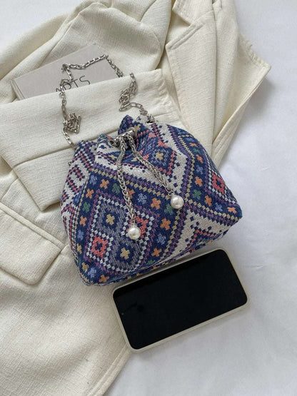 Printed Chain Bucket Bag - Premium Crossbody Bag from Trendsi - Just $19.99! Shop now at Handbags Specialist Headquarter
