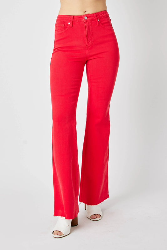 Judy Blue Full Size Hw Tummy Control Garment Dyed Flare Jeans Plus Size - Premium Women / Jeans & Denim from Trendsi - Just $63.99! Shop now at Handbags Specialist Headquarter