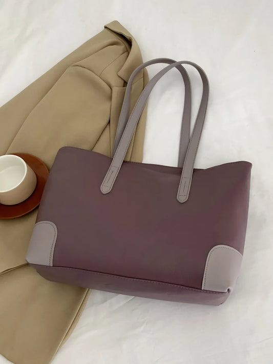 PU Leather Medium Tote Bag - Premium Tote Bag from Trendsi - Just $39.99! Shop now at Handbags Specialist Headquarter