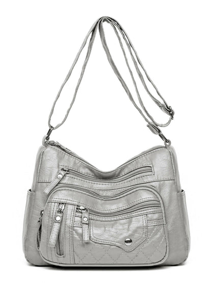 PU Leather Multi Pockets Adjustable Strap Shoulder Bag.
