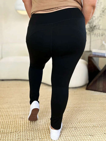 Wide Waistband Sports Leggings - Premium Leggings from Trendsi - Just $24! Shop now at Handbags Specialist Headquarter