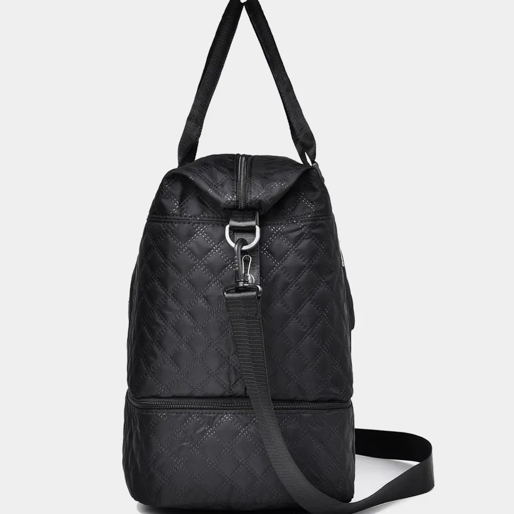 Diamond Grid Oxford Cloth Oversize Travel Bag - Premium travel-bag from Trendsi - Just $44.99! Shop now at Handbags Specialist Headquarter