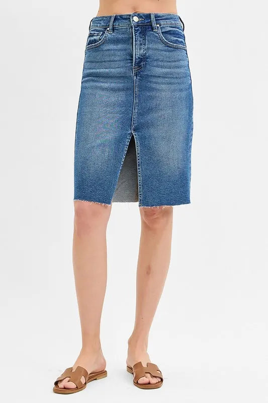 RISEN Full Size High Rise Front Slit Pencil Skirts Plus Size - Premium Women / Jeans & Denim from Trendsi - Just $50.02! Shop now at Handbags Specialist Headquarter
