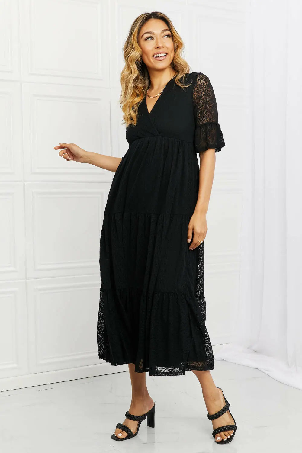 P & Rose Lovely Lace Full Size Tiered Dress.