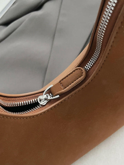 Suede Shoulder Bag with Zip.