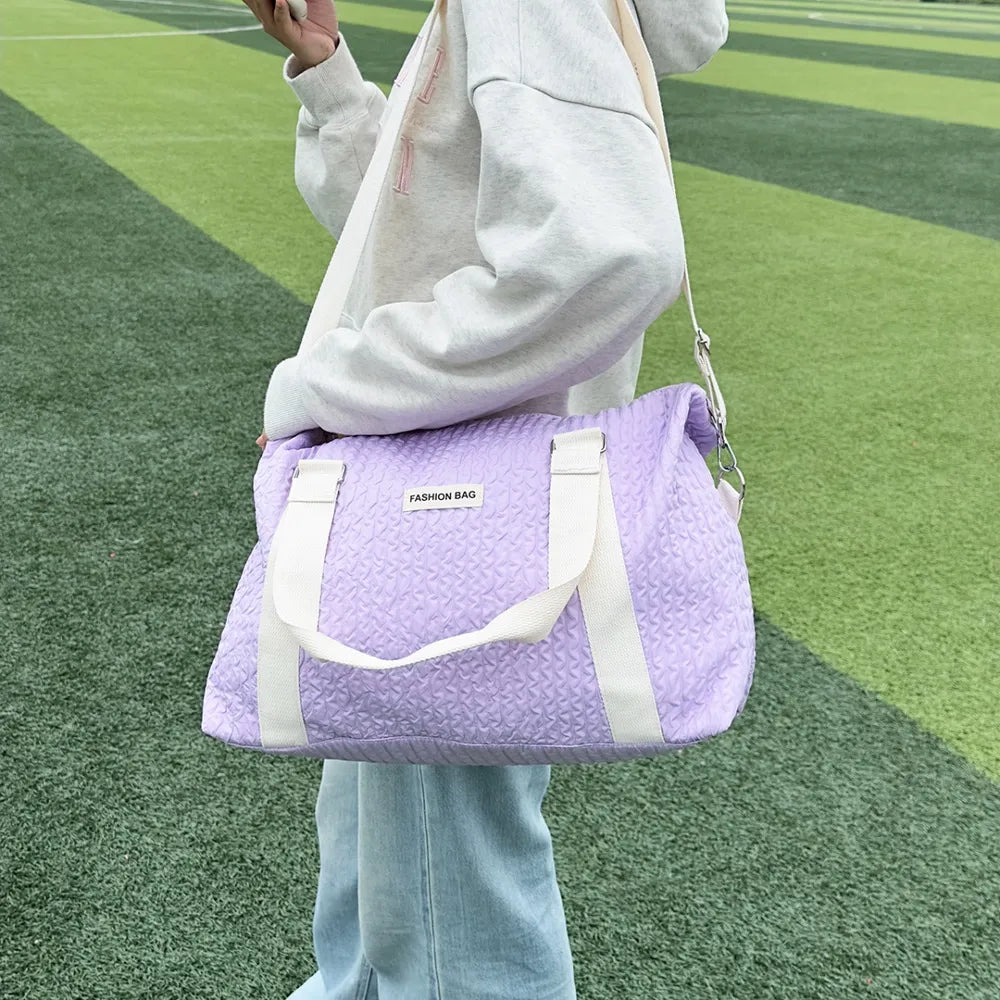 Textured Nylon Travel Bag - Premium travel-bag from Trendsi - Just $44.99! Shop now at Handbags Specialist Headquarter