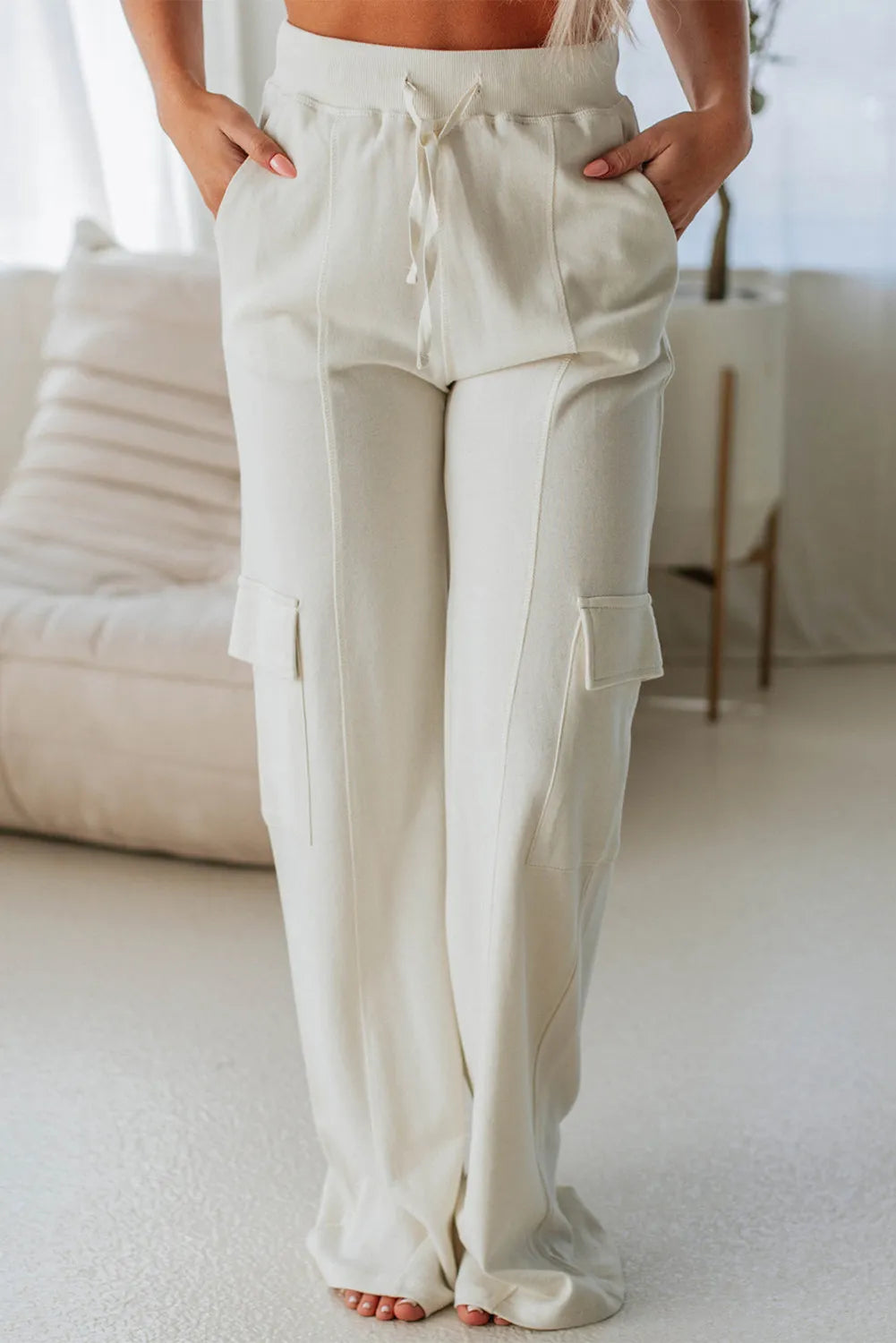 Drawstring High Waist Pants with Pockets - Premium Bottoms from Trendsi - Just $40.36! Shop now at Handbags Specialist Headquarter