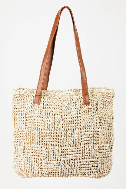 Fame Braided Faux Leather Strap Tote Bag - Premium Tote Bag from Trendsi - Just $44.99! Shop now at Handbags Specialist Headquarter