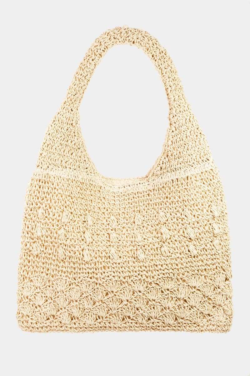 Fame Straw Braided Tote Bag - Premium handbags from Trendsi - Just $30.58! Shop now at Handbags Specialist Headquarter