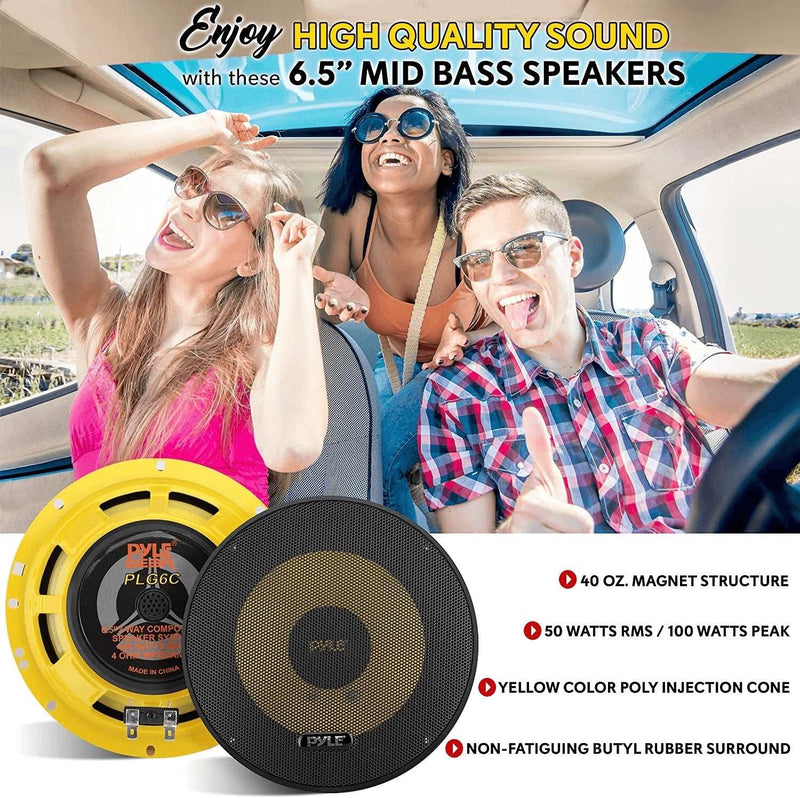 2Way Custom Component Speaker System 6.5” 400 Watt Component with Electroplated Plastic Basket, Butyl Rubber Surround & 40 Oz Magnet Structure Wire Installation Hardware Set Included Pyle PLG6C - Premium  from Pyle - Just $86.32! Shop now at Handbags Specialist Headquarter