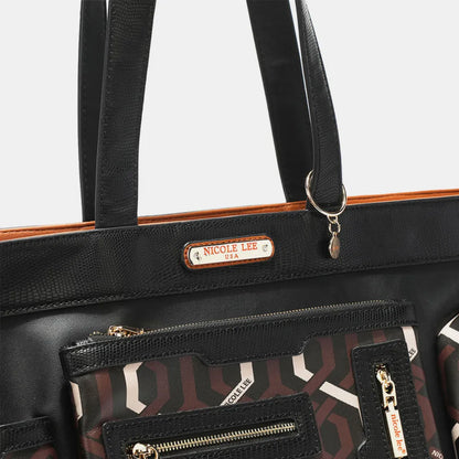 Nicole Lee USA Geometric Pattern Large Handbag - Premium Tote Bag from Trendsi - Just $68.99! Shop now at Handbags Specialist Headquarter