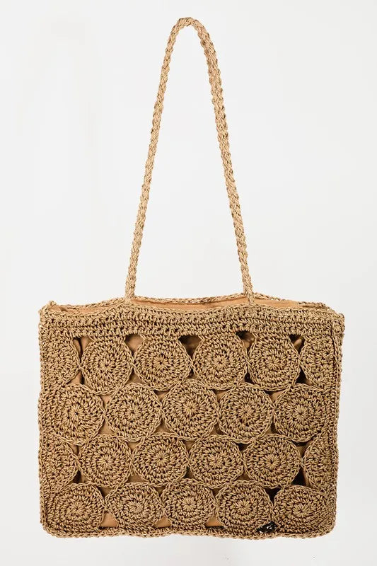 Fame Square Braided Pattern Tote Bag.