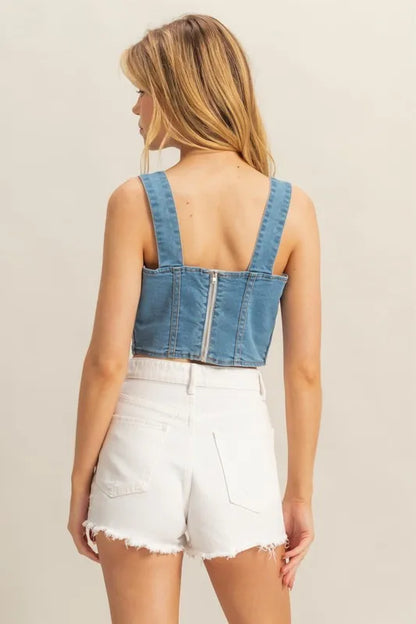 HYFVE Washed Sweetheart Neck Wide Strap Denim Tank - Premium Women / Jeans & Denim from Trendsi - Just $32.06! Shop now at Handbags Specialist Headquarter