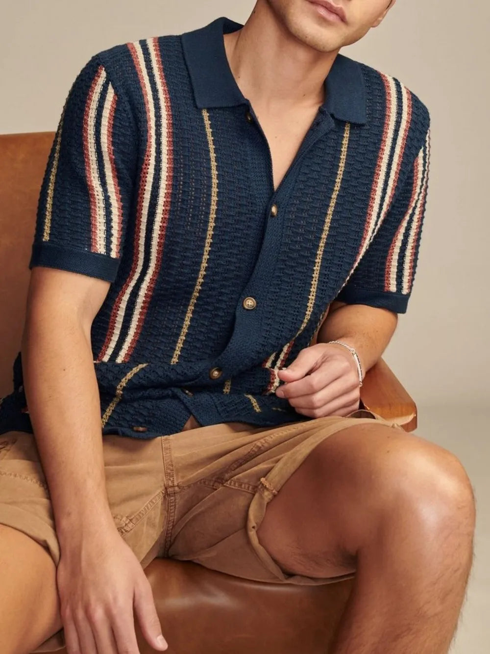 Men's Plus Size Striped Collared Neck Short Sleeve Shirt - Premium Men's Shirt's from Trendsi - Just $45.78! Shop now at Handbags Specialist Headquarter
