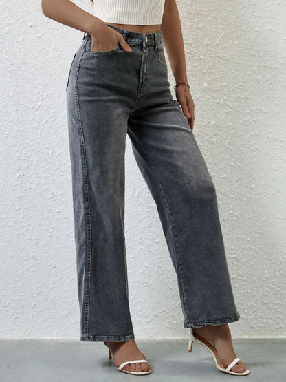 High Rise Wide Leg Jeans - Premium Women / Jeans & Denim from Trendsi - Just $35.86! Shop now at Handbags Specialist Headquarter