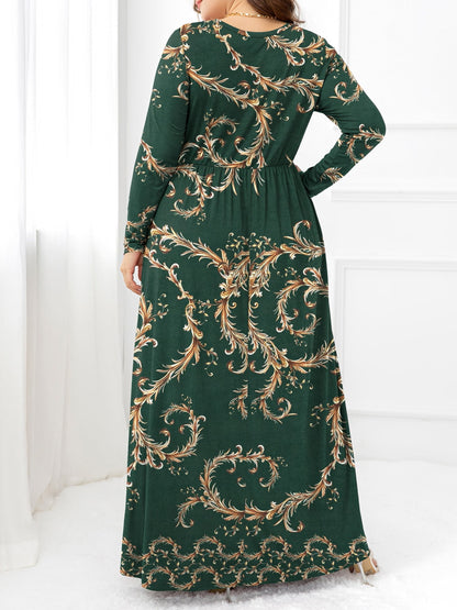 Plus Size Round Neck Maxi Dress with Pockets - Premium Dresses from Trendsi - Just $48.99! Shop now at Handbags Specialist Headquarter