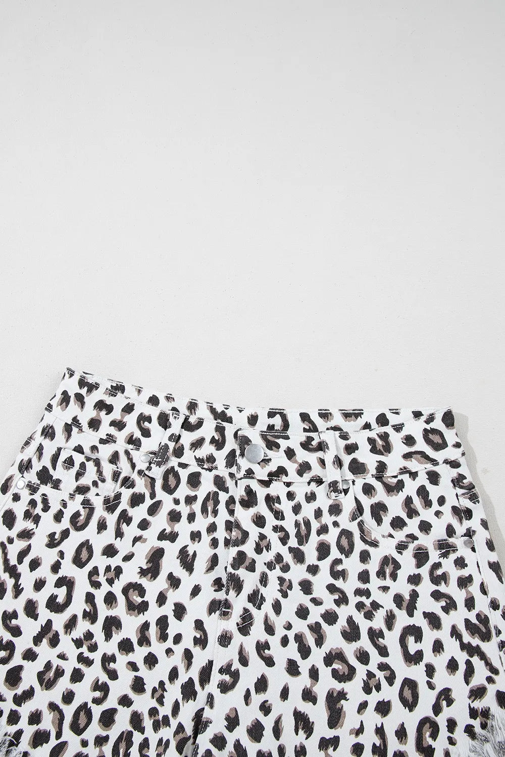 Leopard Frayed Hem Denim Shorts - Premium Women / Jeans & Denim from Trendsi - Just $33! Shop now at Handbags Specialist Headquarter
