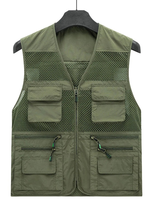 Men's Plus Size Zip Up Mesh Vest - Premium  from Trendsi - Just $45.32! Shop now at Handbags Specialist Headquarter