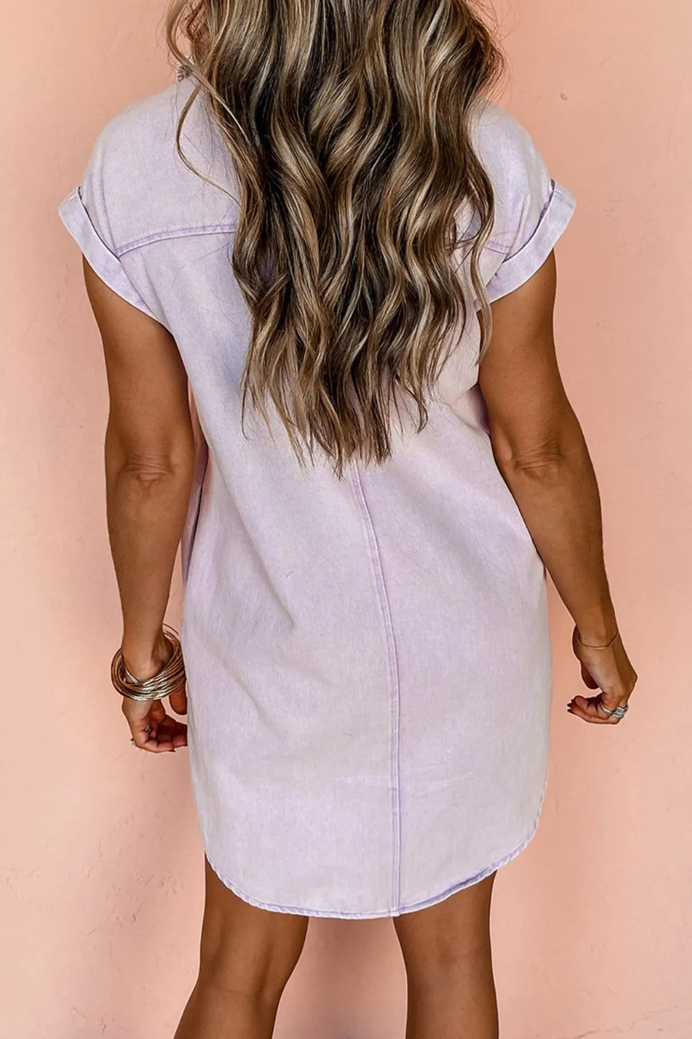 Button Down Short Sleeve Denim Dress - Premium Women / Jeans & Denim from Trendsi - Just $55.46! Shop now at Handbags Specialist Headquarter