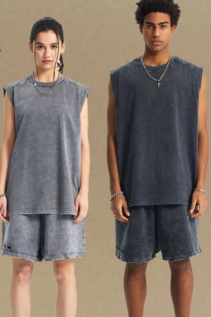 Men's Round Neck Solid Color Tank.
