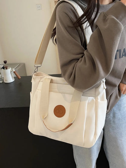 Nylon Solid Color Tote Bag - Premium Tote Bag from Trendsi - Just $31.99! Shop now at Handbags Specialist Headquarter