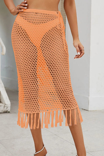 Fringe Openwork High Waist Swim Skirt - Premium  from Trendsi - Just $27.99! Shop now at Handbags Specialist Headquarter