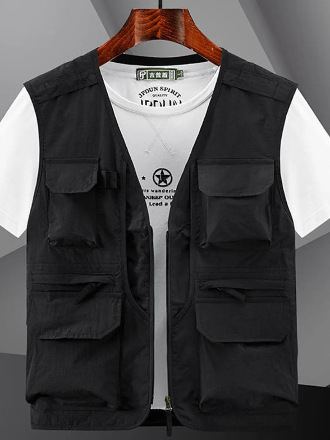 Men's Plus Size Zip Up V-Neck Vest - Premium  from Trendsi - Just $45.28! Shop now at Handbags Specialist Headquarter