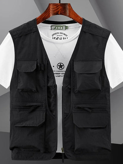 Men's Plus Size Zip Up V-Neck Vest - Premium  from Trendsi - Just $45.28! Shop now at Handbags Specialist Headquarter