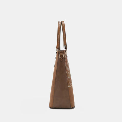 Nicole Lee USA Metallic Stitching Embroidery Inlaid Rhinestone Tote Bag - Premium Tote Bag from Trendsi - Just $64.99! Shop now at Handbags Specialist Headquarter