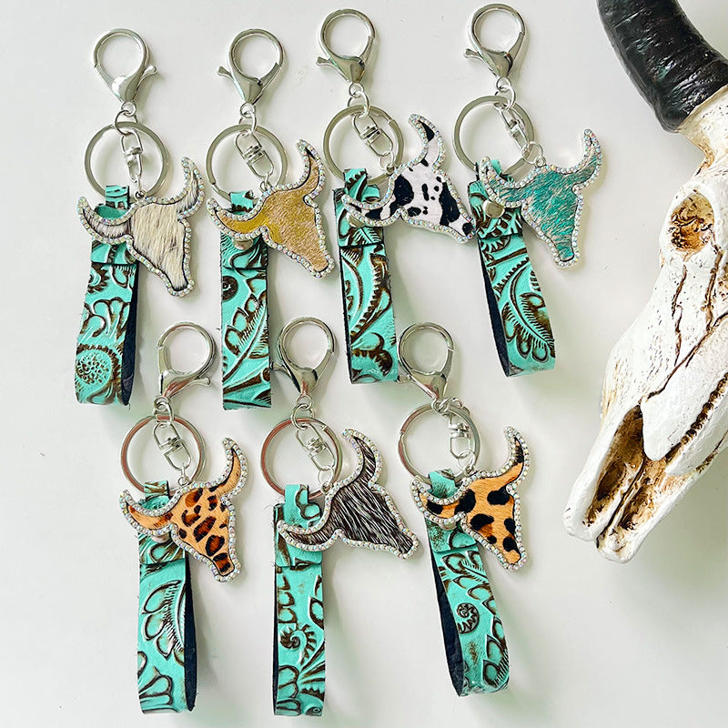 Rhinestone Bull Keychain - Premium Key chain from Trendsi - Just $11! Shop now at Handbags Specialist Headquarter