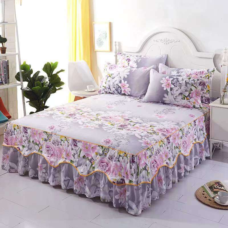 3Pcs Bed Sheet Cotton Pillowcase Lace Skirts Bedding Set Bedspread Elastic Fitted Mattress Cover Bedsheet Couple Quilt Single - Premium Sheets Set from SINGING AI Store - Just $27.99! Shop now at Handbags Specialist Headquarter