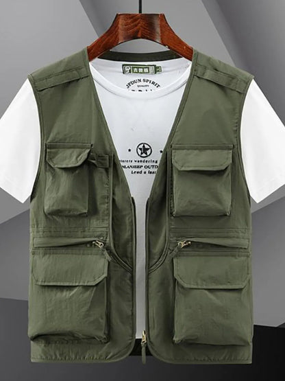 Men's Plus Size Zip Up V-Neck Vest - Premium  from Trendsi - Just $45.28! Shop now at Handbags Specialist Headquarter