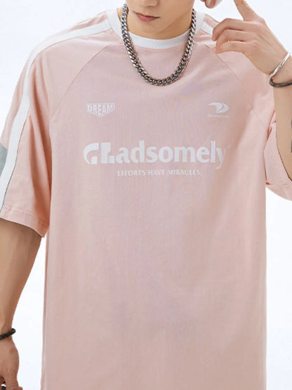 Men's Plus Size Letter Round Neck Half Sleeve T-Shirt - Premium Men's T Shirt from Trendsi - Just $21.86! Shop now at Handbags Specialist Headquarter