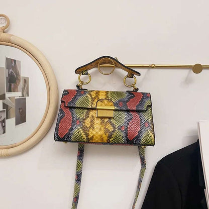 PU Leather Snakeskin Print Crossbody Bag - Premium Crossbody Bag from Trendsi - Just $35.99! Shop now at Handbags Specialist Headquarter