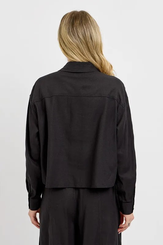 RISEN Button Down Long Sleeve Shirt - Premium Women's Down Shirt Tops from Trendsi - Just $45.72! Shop now at Handbags Specialist Headquarter