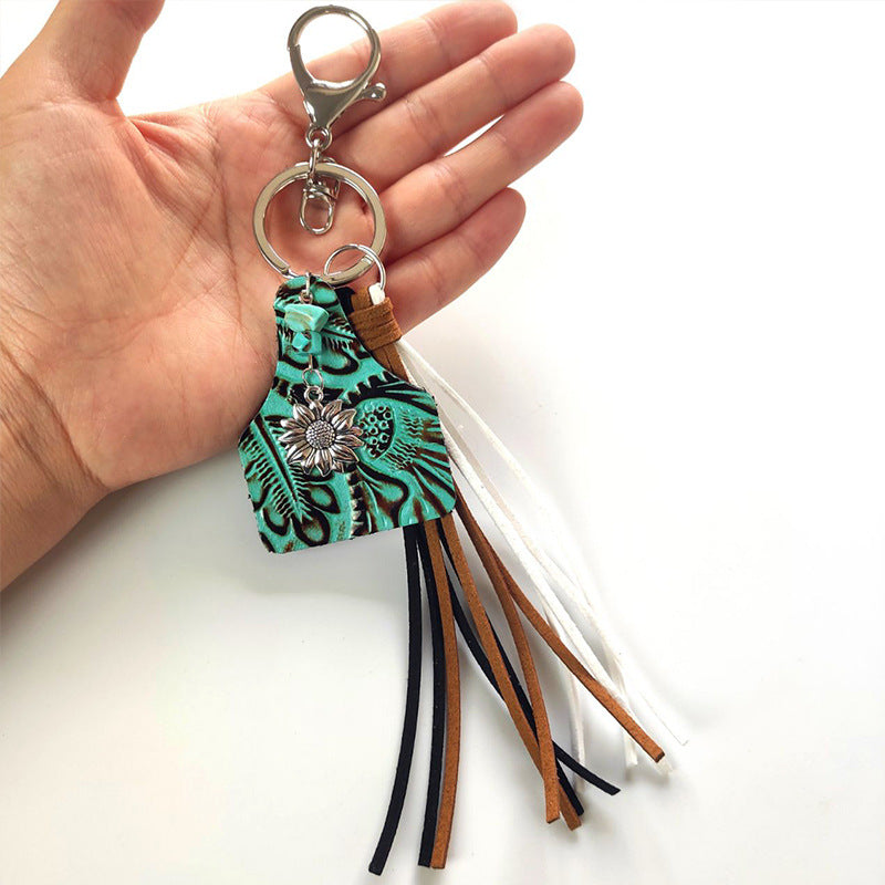 Turquoise Fringe Detail Key Chain - Premium Key chain from Trendsi - Just $10! Shop now at Handbags Specialist Headquarter